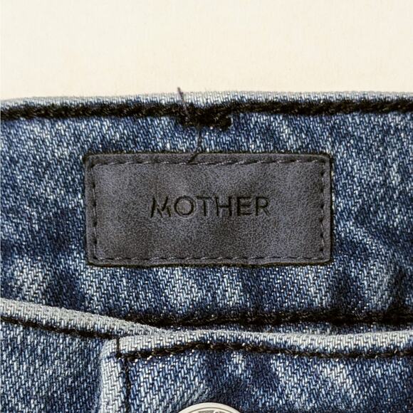Mother Tomcat 24 Blue High Rise Distressed Straight Raw Hem Denim - Picture 13 of 14